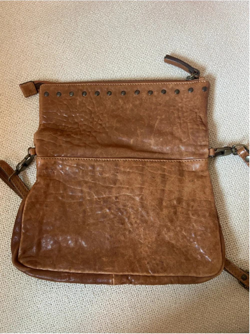 Johnny Was Bria Italian Leather Purse Studded Crossbody Bag Brown Italy